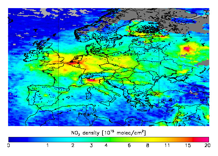 Oxid dusičitý nad Evropou pozorovaný z GOME-2