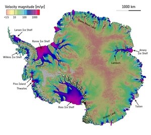 Antarctic ice sheet velocity