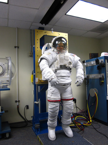 Alexander Gerst at a spacesuit test