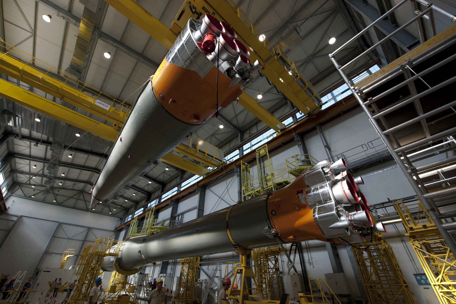 Assembly of the three-stage Soyuz