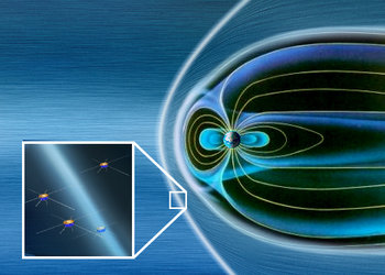 Cluster spacecraft encounter Earth's bow shock.