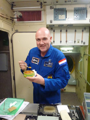 Having a lunch in Space Station mockup