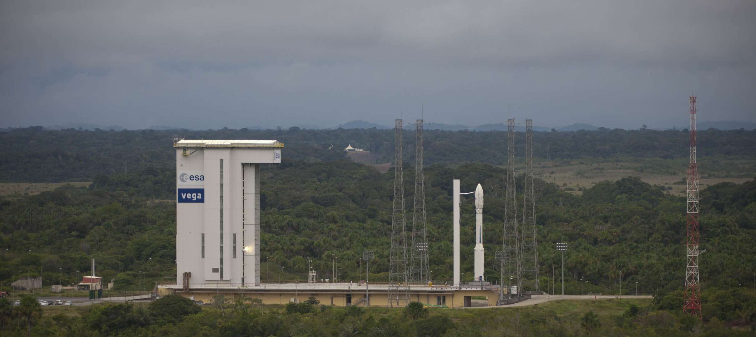 Fully assembled Vega on launch pad