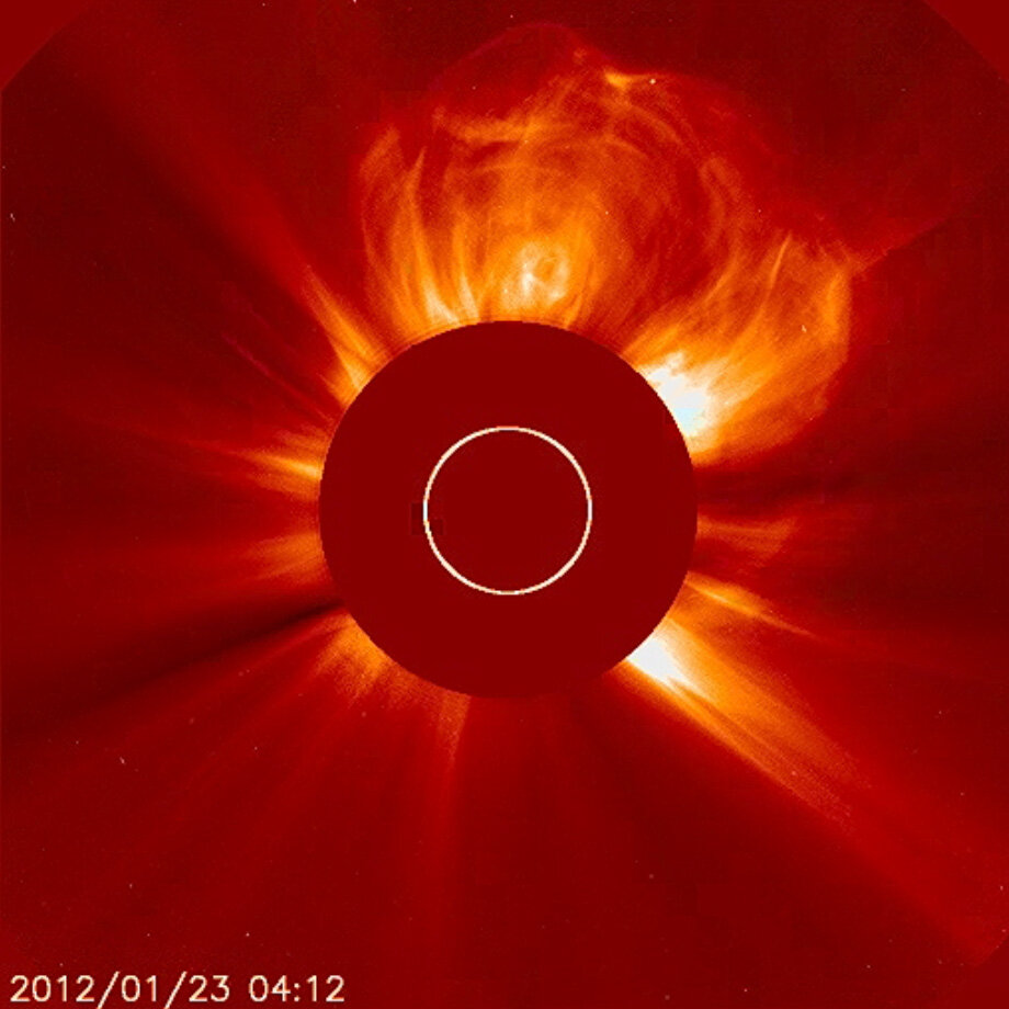 Sonneneruption, gesehen vom ESA/NASA SOHO-Satelliten