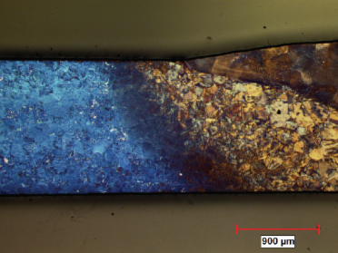 Microsection of AVUM fuel tank weld