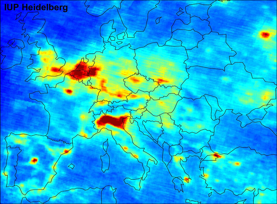 Dióxido de azoto sobre a Europa
