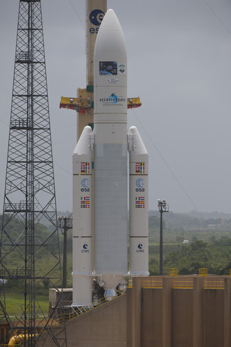 Ariane 5 with ATV Edoardo Amaldi transfer to launch pad