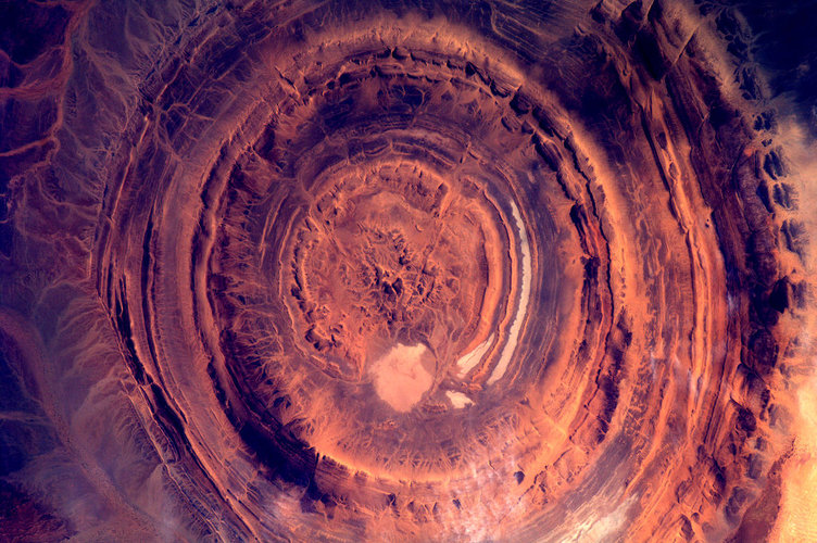 Mauritania lava crater, seen from the ISS