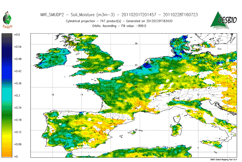 Europe soil moisture decrease