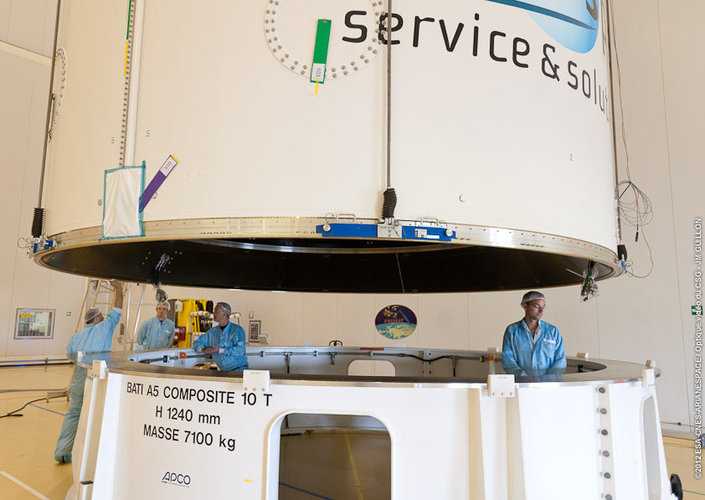 Ariane 5 fairing preparations for MSG-3 launch