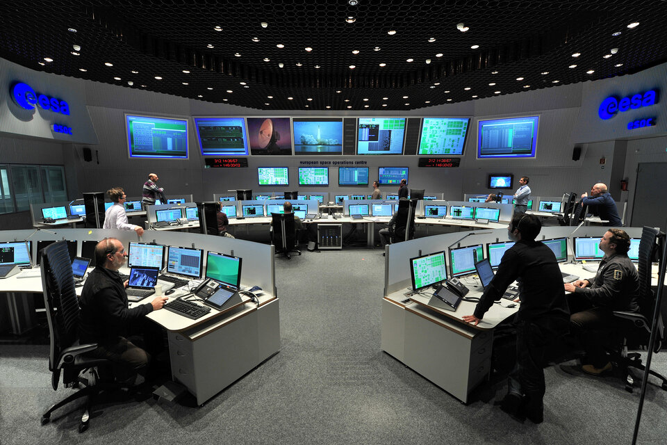 Hauptkontrollraum der ESA in Darmstadt 