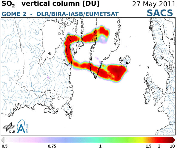 Sulphur dioxide from Grímsvötn