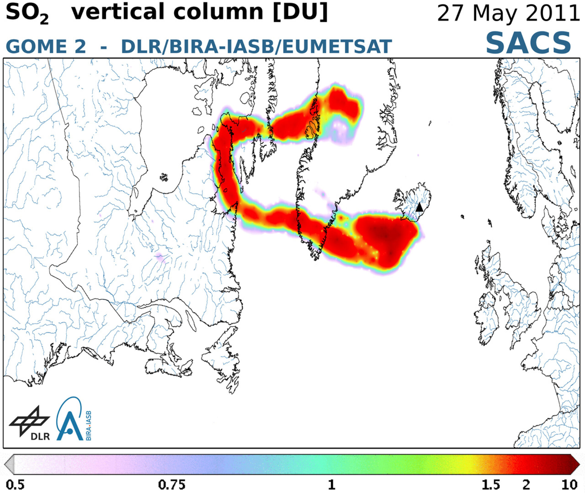 Sulphur dioxide from Grímsvötn