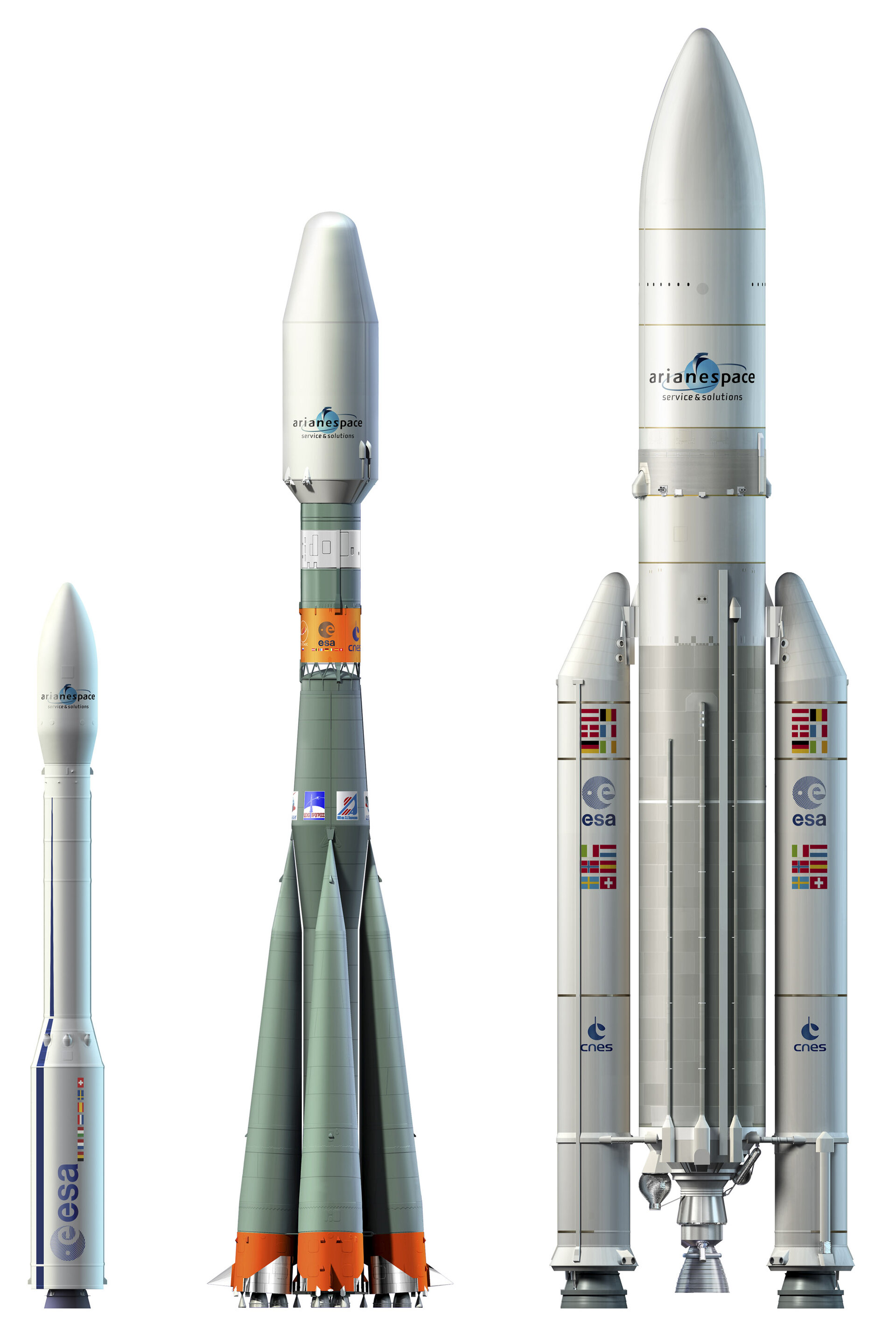Three launchers at Europe's Spaceport