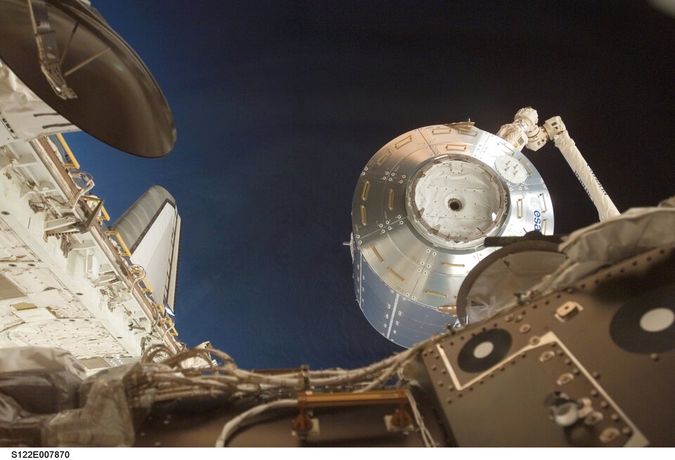 Columbus laboratory moved into place with Canadarm2