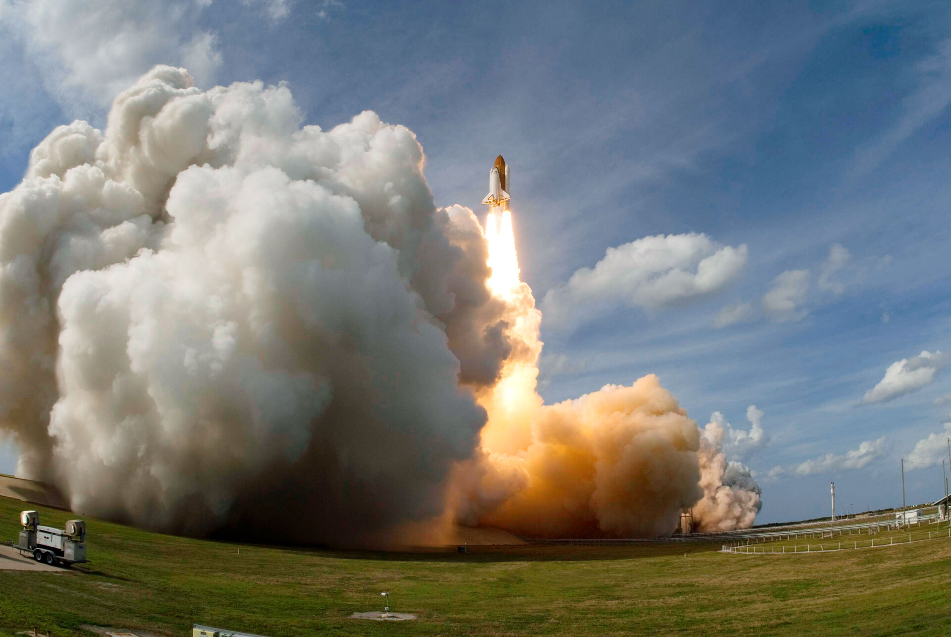 Columbus launched onboard Space Shuttle Atlantis