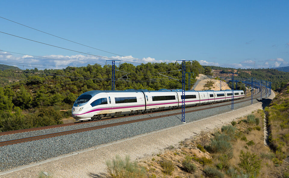 Train near Vinaixa in Spain