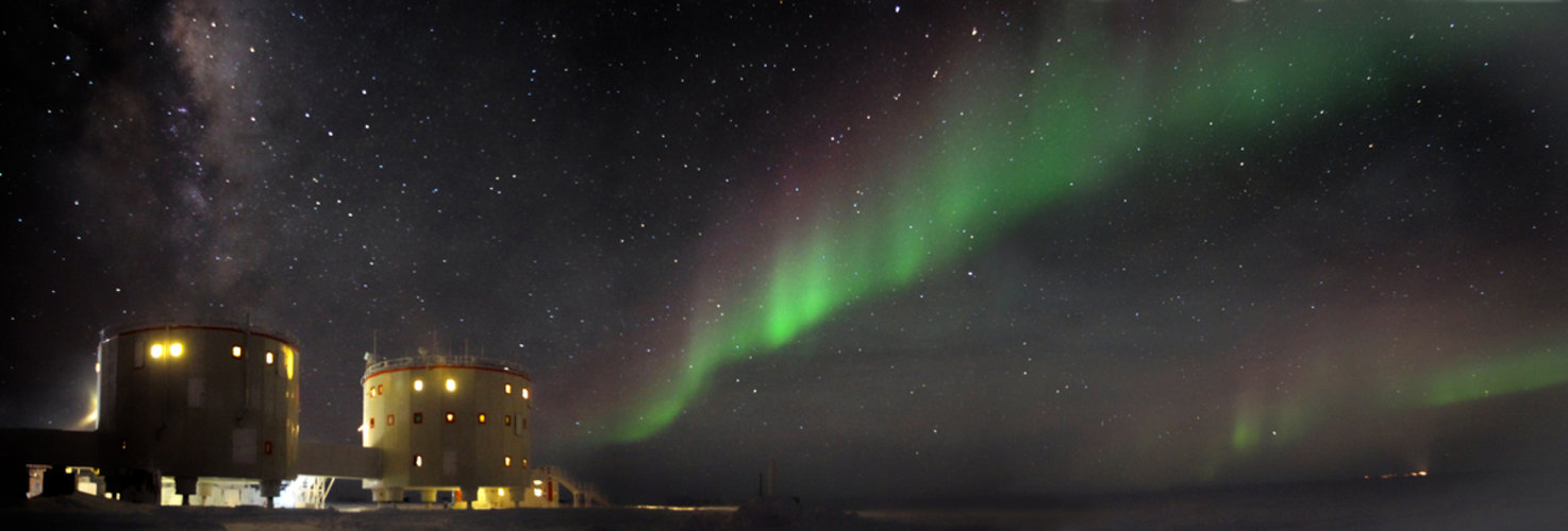 Concordia station under Aurora Australis