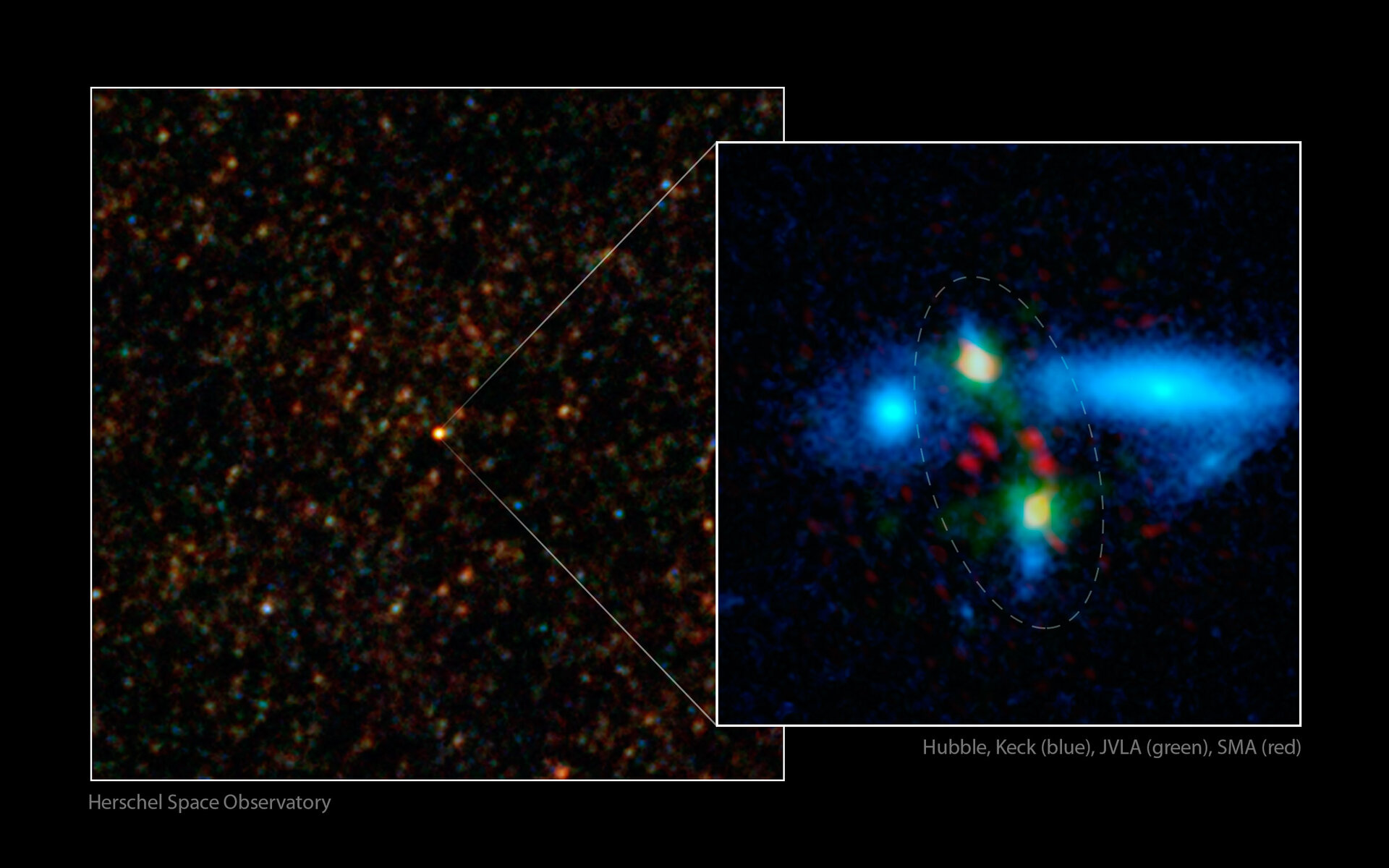 Massive galaxy merger caught in the act