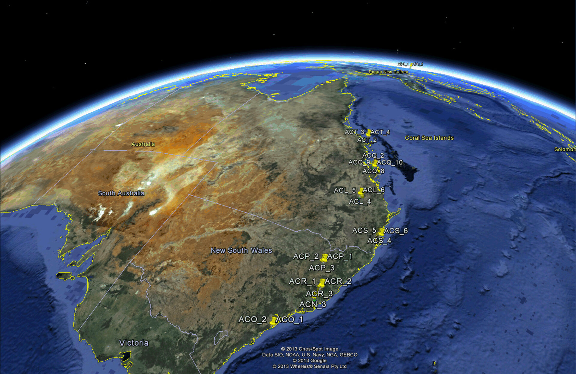 Detecting aircraft along Australian east coast 