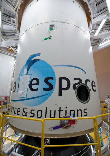 Alphasat encased by rocket fairing