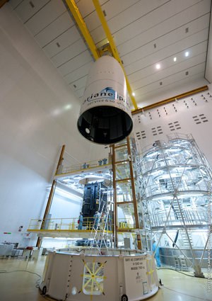 Alphasat encased by rocket fairing