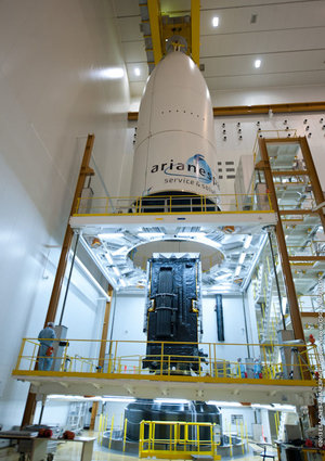 Alphasat encased by rocket fairing