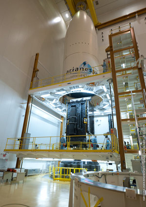 Alphasat encased by rocket fairing