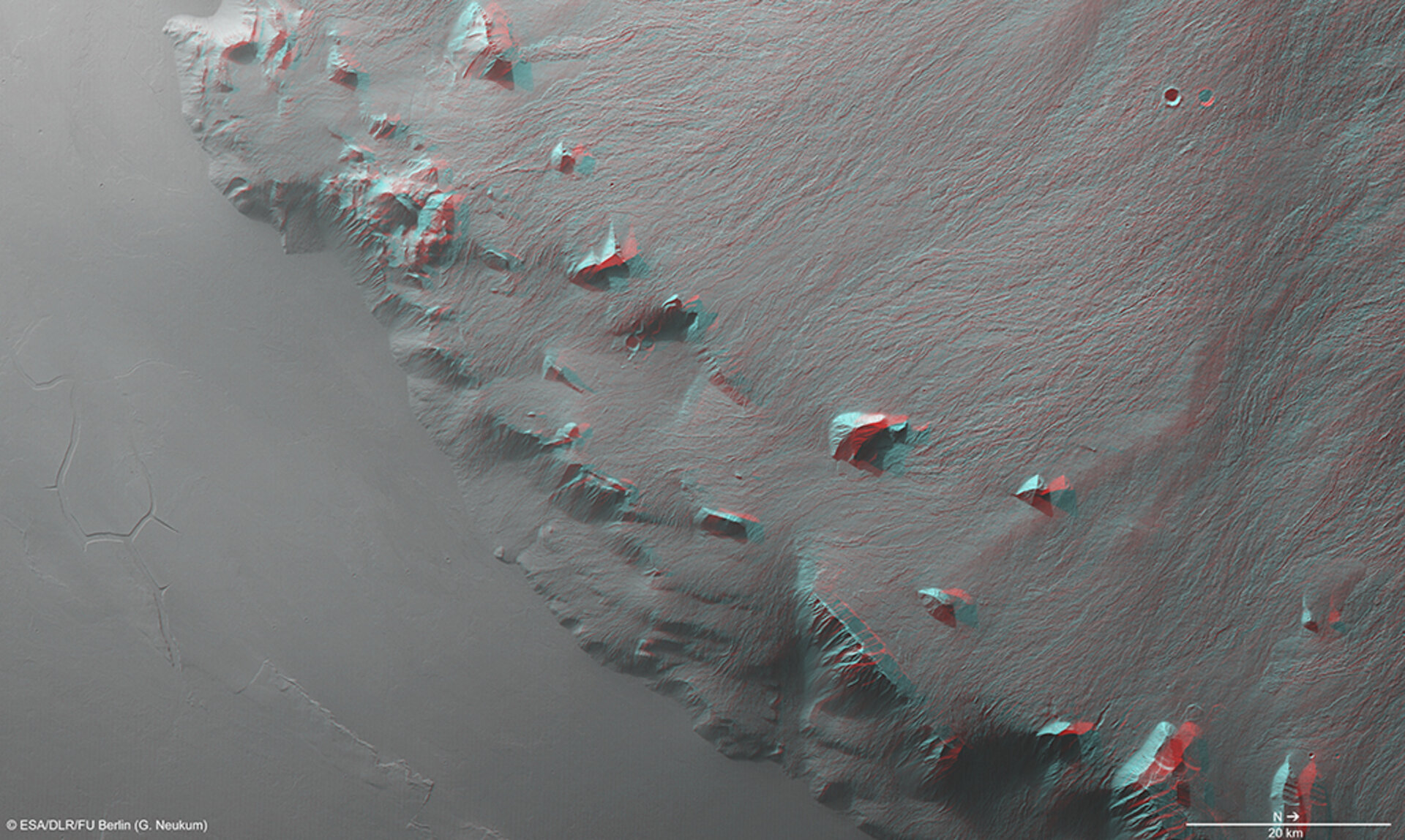 The flank of Olympus Mons in 3D