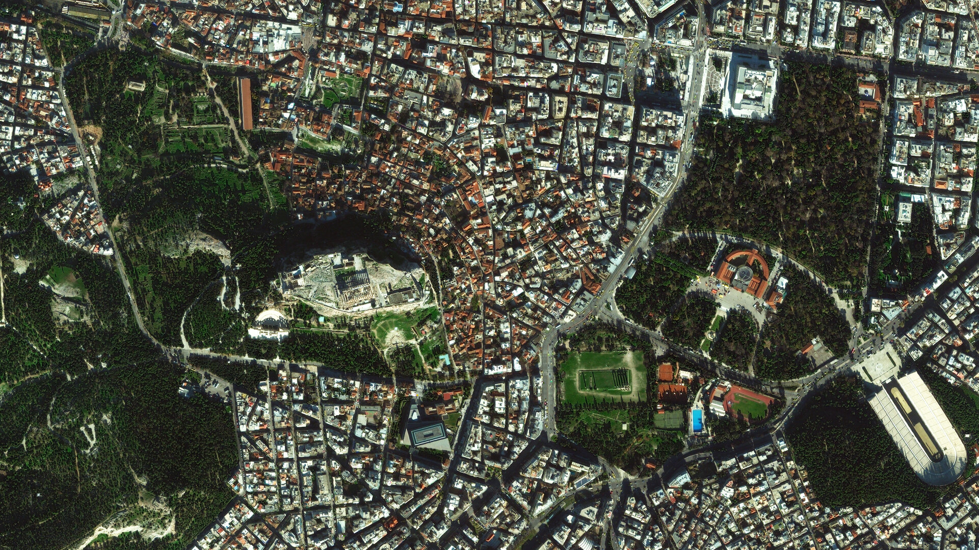 Η Αθήνα μέσα από τον δορυφόρο WorldView-2 στις 4 Ιανουαρίου 2013 
