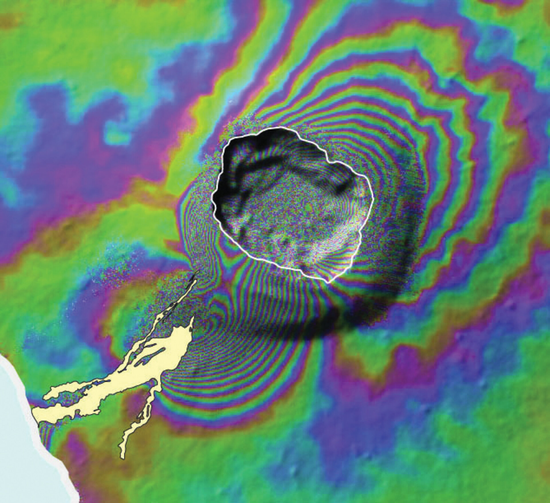 Deformed ground around the Fernandina volcano