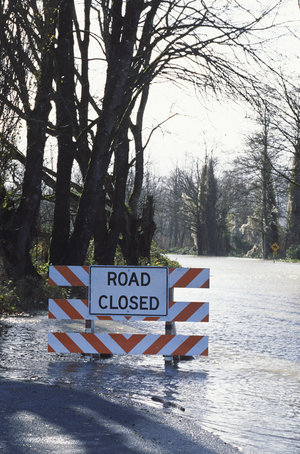Flooded road closed