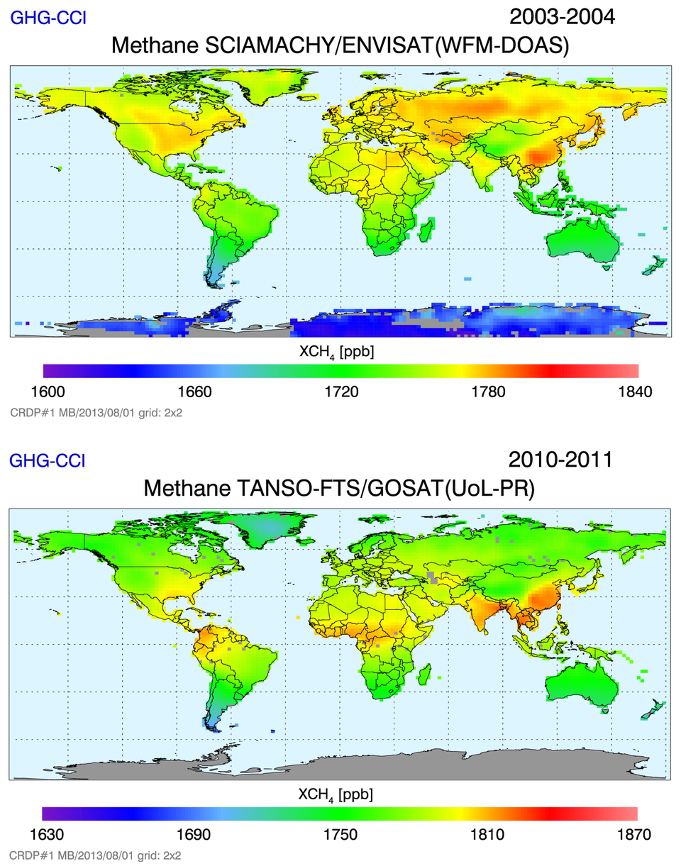 Verteilung der globalen Methanentwicklung