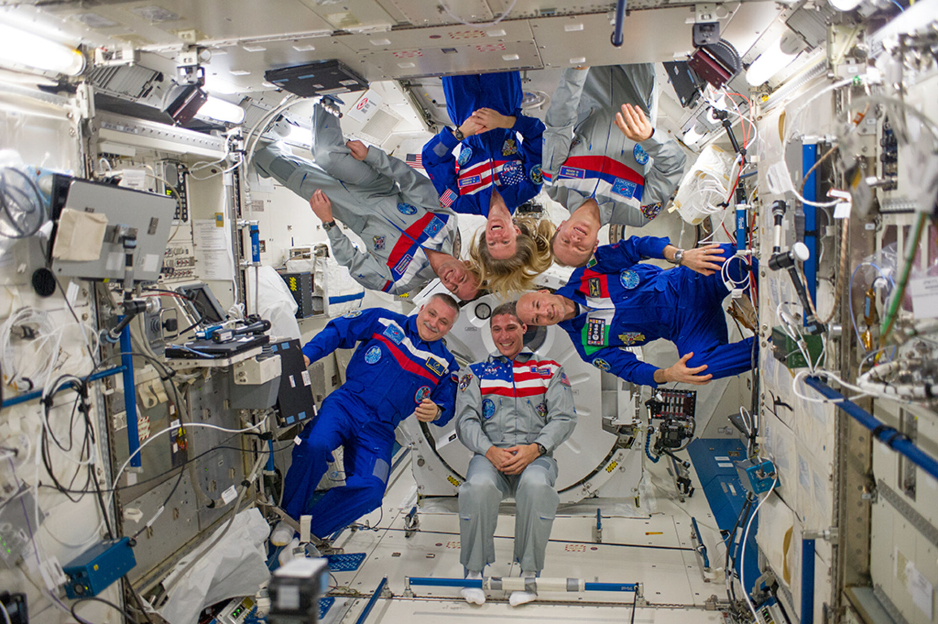 ISS Expedition 37 crew portrait inside Kibo