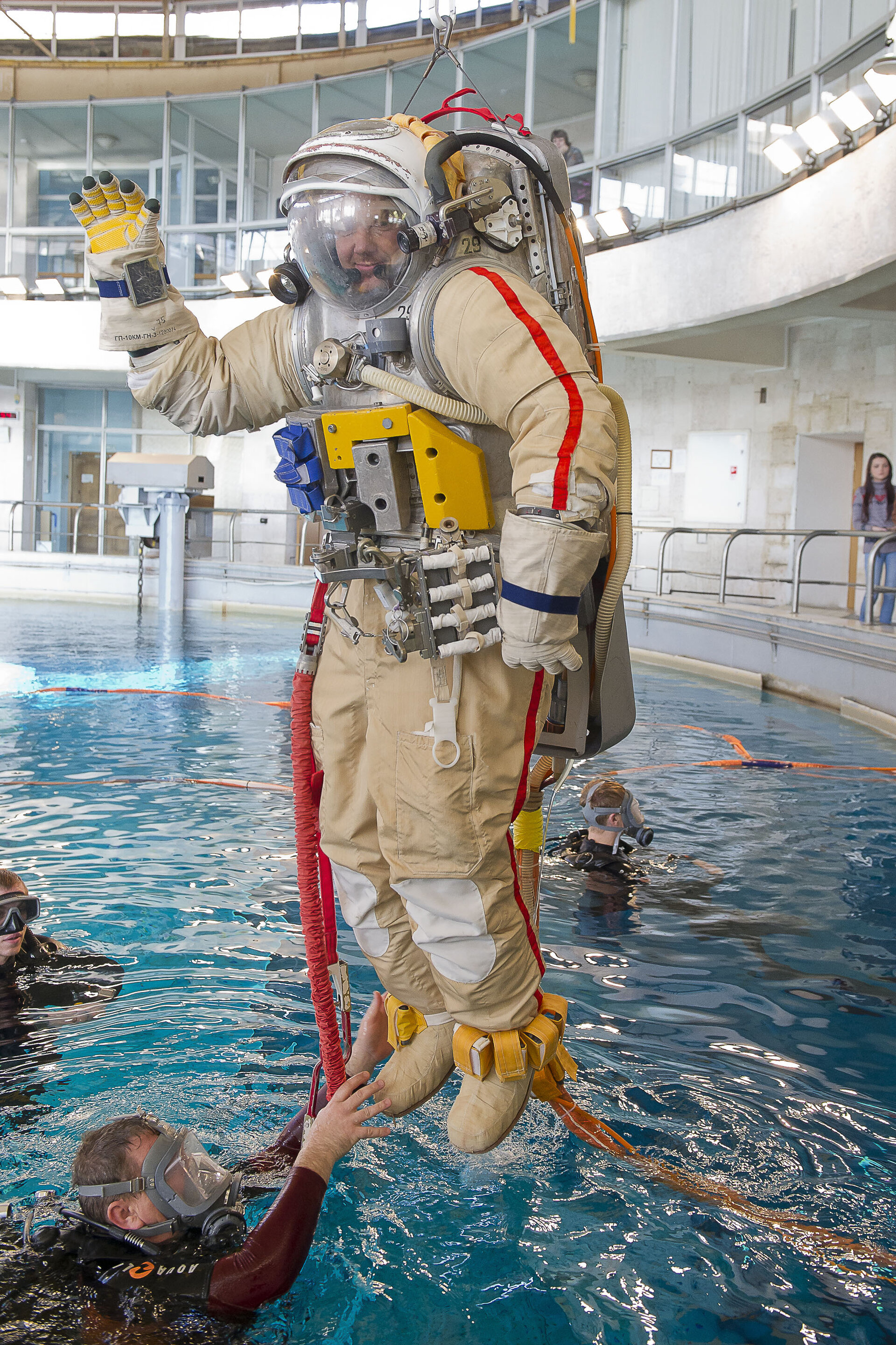 Alexander training with Orlan spacesuit