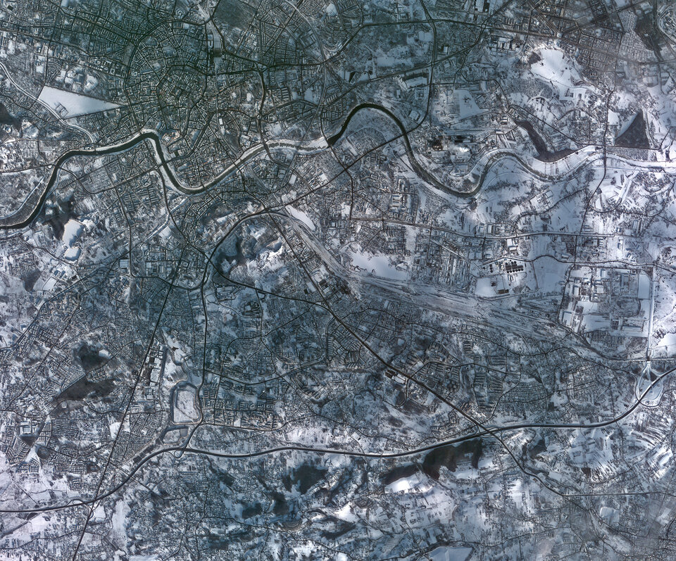 Widok Krakowa z satelity obserwacyjnego