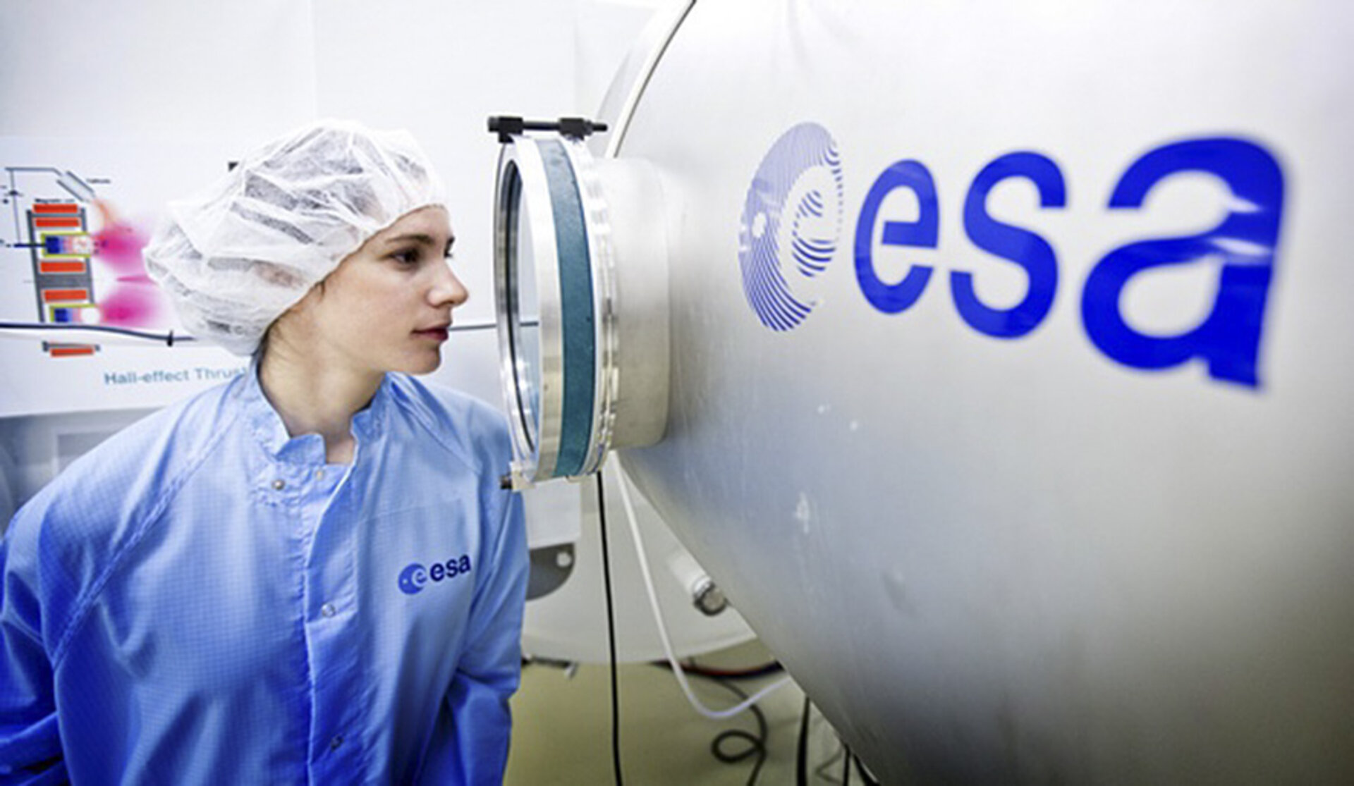 Advanced spacecraft thrusters under test in vacuum chamber at ESTEC
