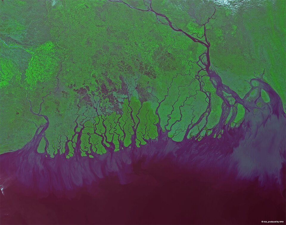 Mouth of Ganges at 100-m resolution