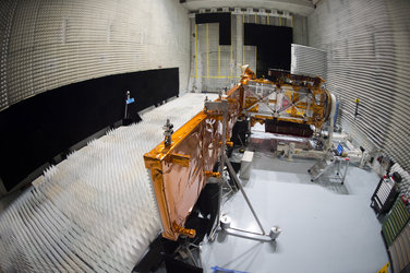 Sentinel-1A satellite during radio frequency tests