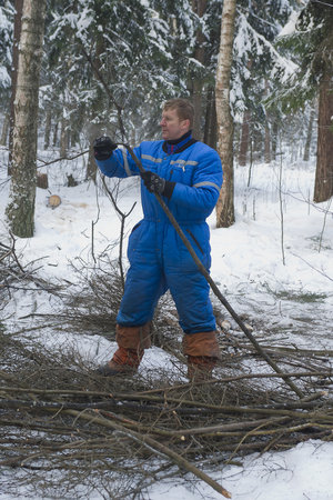 Timothy collecting wood