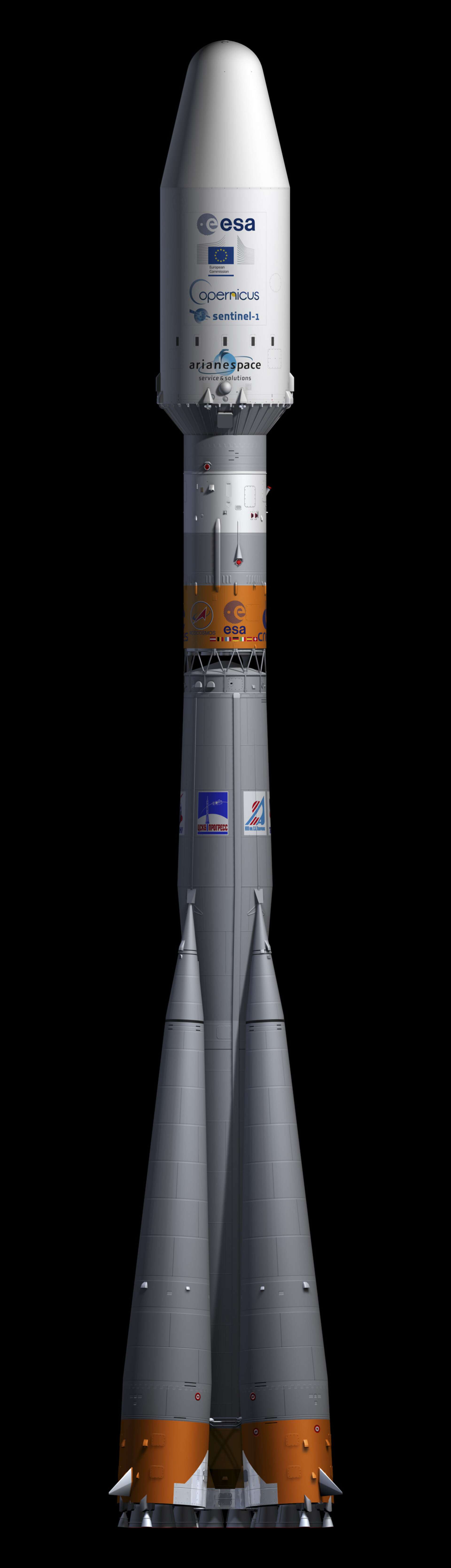 Artist's view of the Soyuz rocket carrying Sentinel-1A satellite