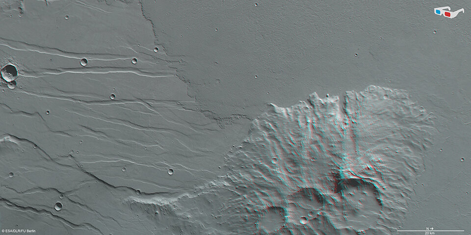 Daedalia Planum y el cráter Mistretta en 3D