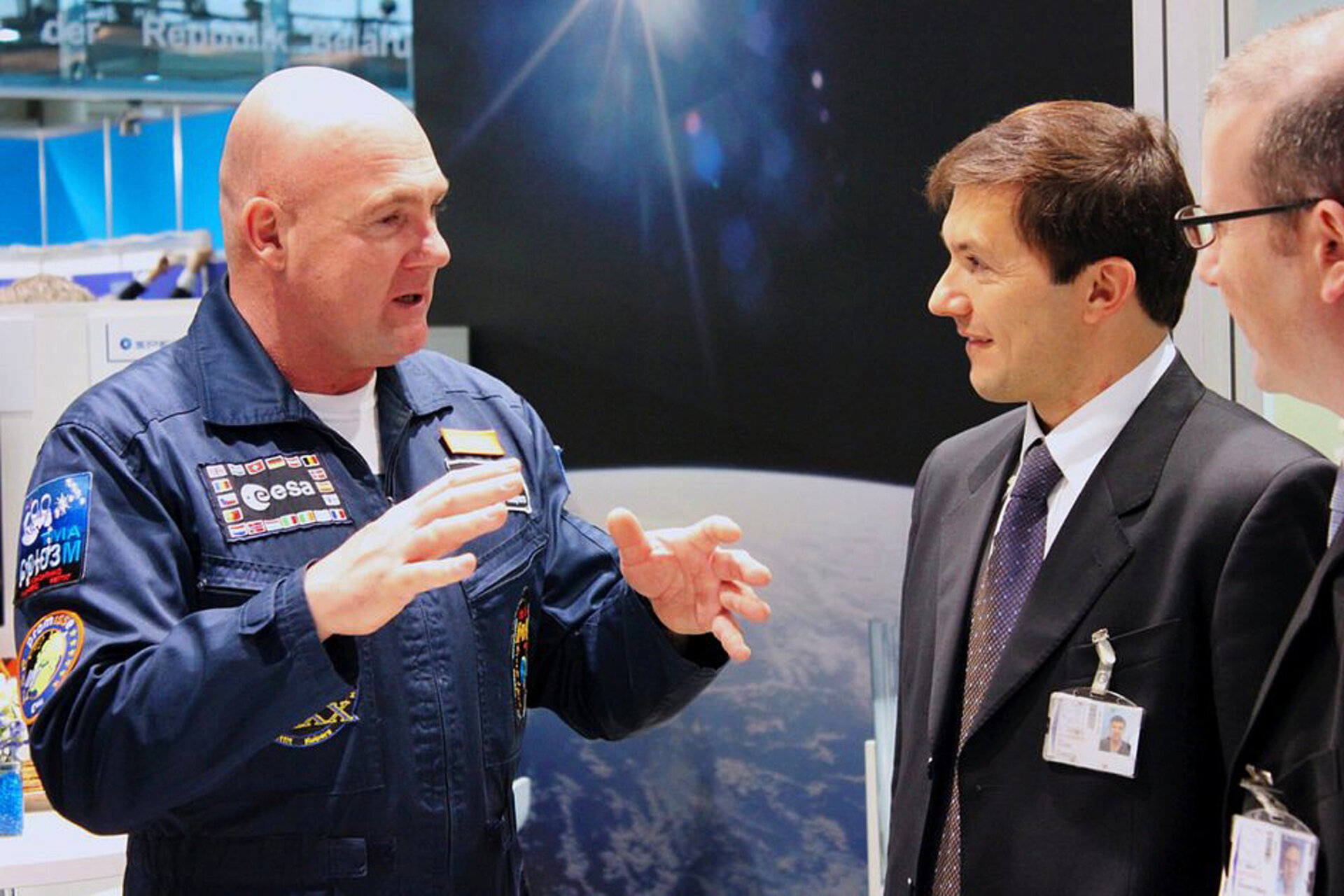 ESA astronaut André Kuipers at ESA-CERN stand