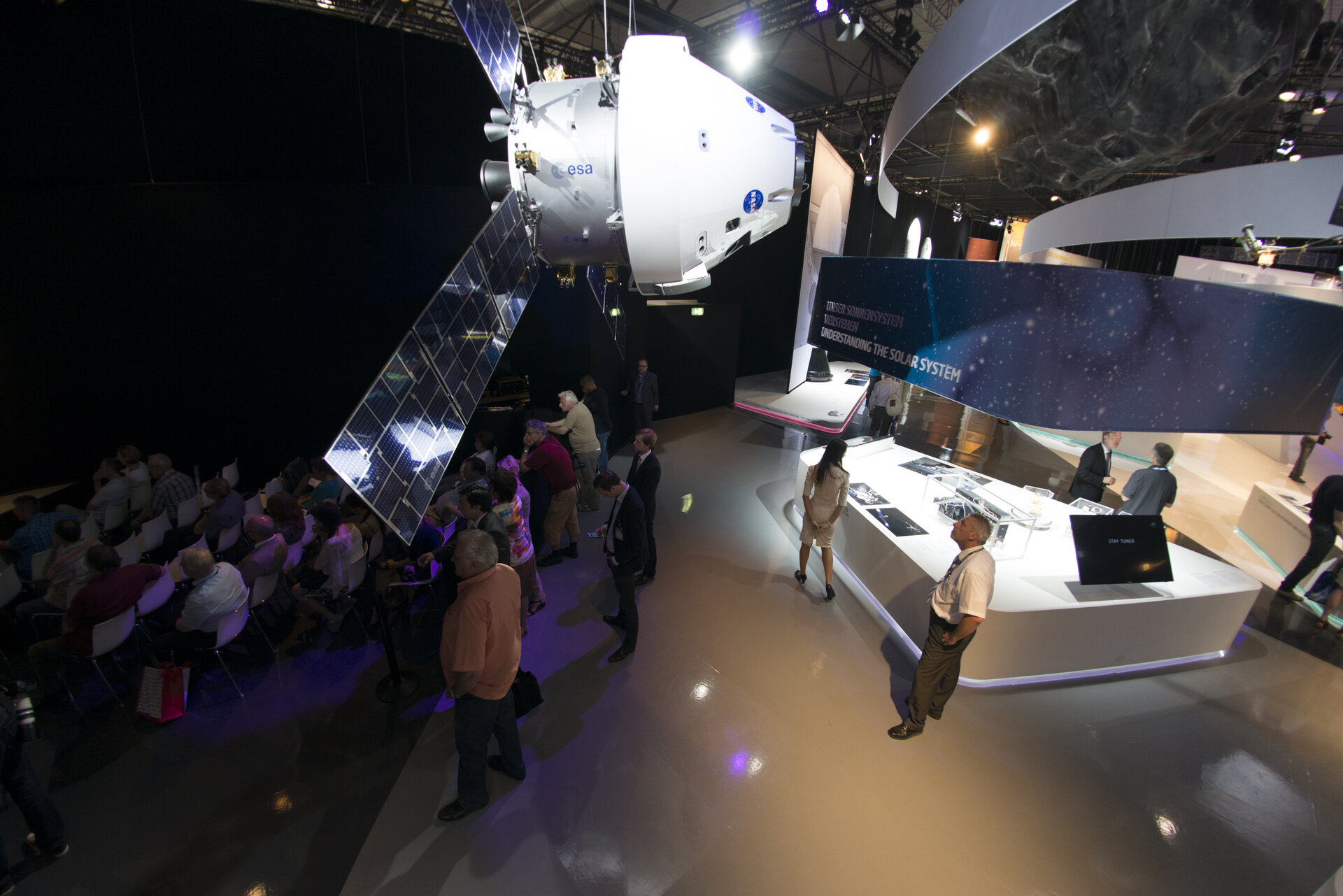 Public at the ‘Space for Earth’ space pavilion at ILA