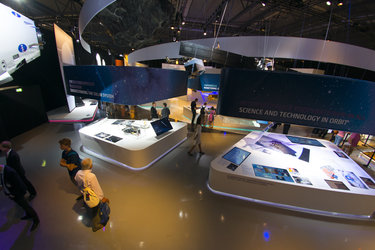 Public at the ‘Space for Earth’ space pavilion at ILA