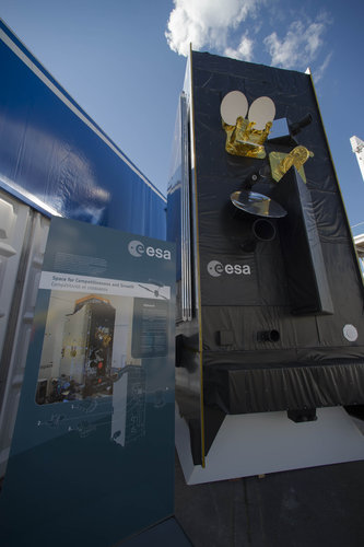 A full-size model of Alphasat at the Farnborough air and space show 2014