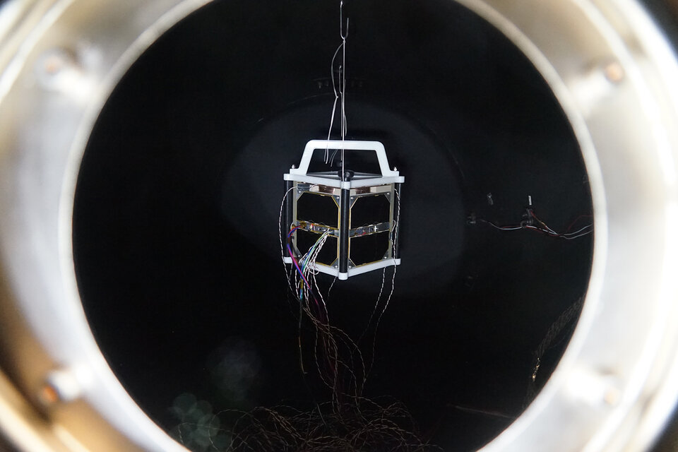 CubeSat in vacuum chamber  