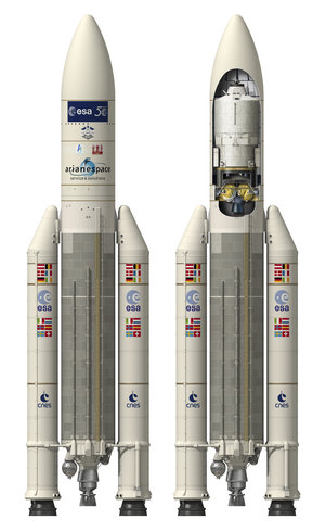 Artist's view and cut open view of ATV-5, Georges Lemaître 