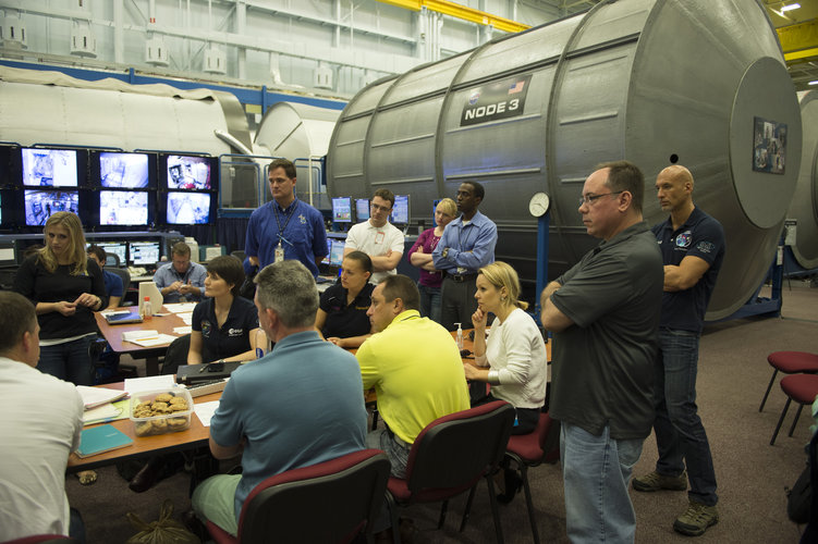 Expeditions 41/42 and 42/43 crew members during training at JSC