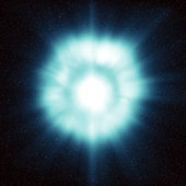 Artist's impression of a gamma-ray burst, a flash of very energetic radiation associated with a distance galaxy.